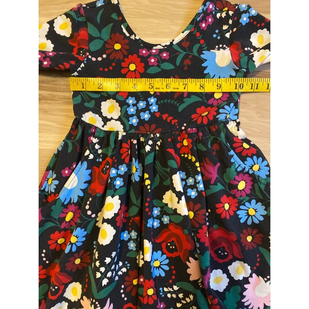 Hanna Andersson Celebration Skater Dress Girls Floral Long Sleeve 90cm US 3